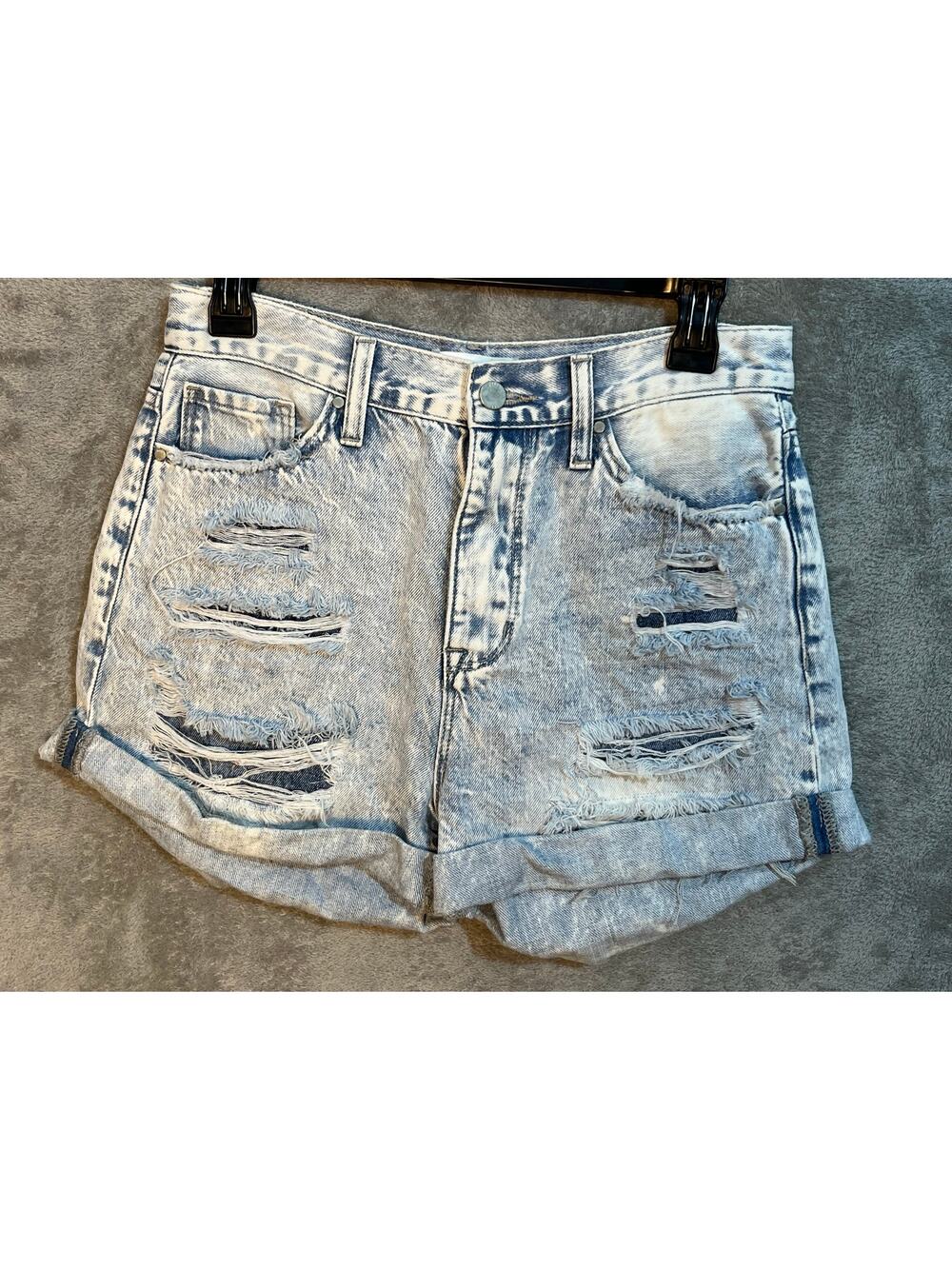 Petra 153 Jean Shorts Size 5/26 High Rise Distressed Trashed Grunge Festival